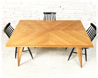 Grande Table à Manger Vintage Pieds Compas Extensible