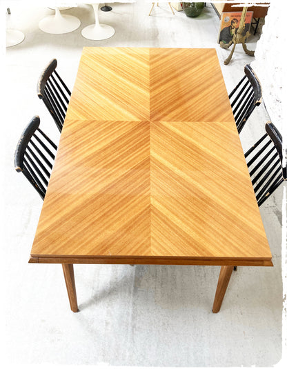 Grande Table à Manger Vintage Pieds Compas Extensible