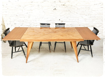 Grande Table à Manger Vintage Pieds Compas Extensible