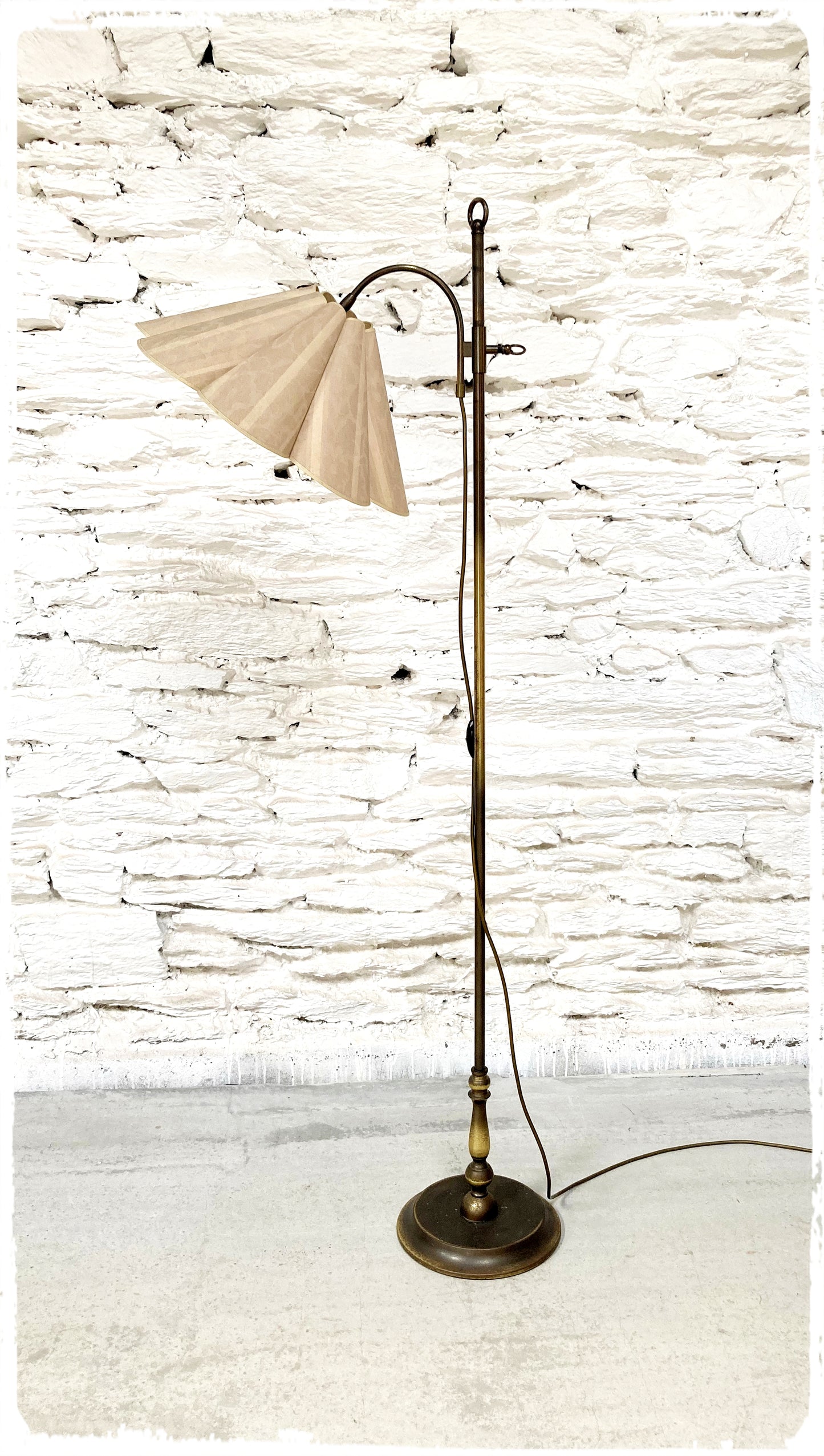 Lampadaire Liseuse Vintage Laiton Abat Jour Fleur