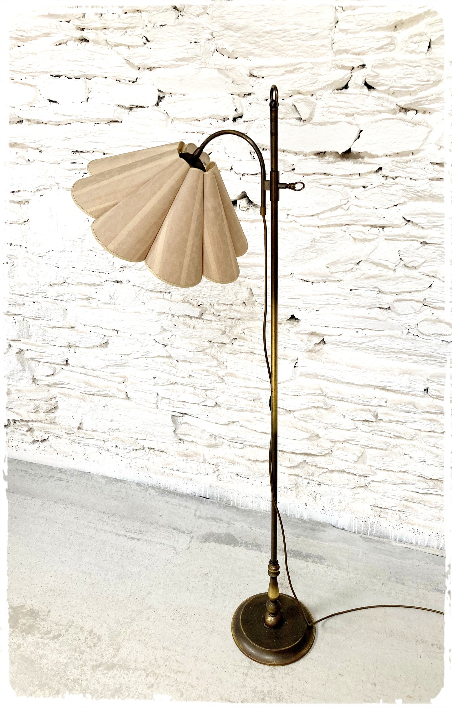 Lampadaire Liseuse Vintage Laiton Abat Jour Fleur
