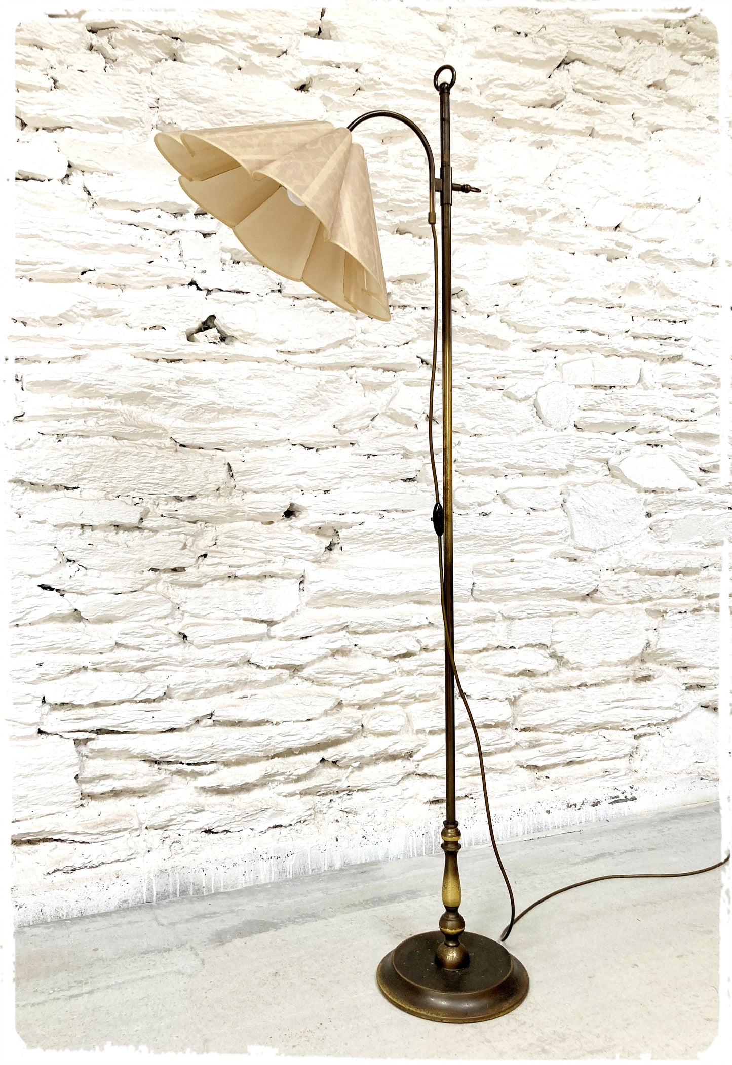 Lampadaire Liseuse Vintage Laiton Abat Jour Fleur
