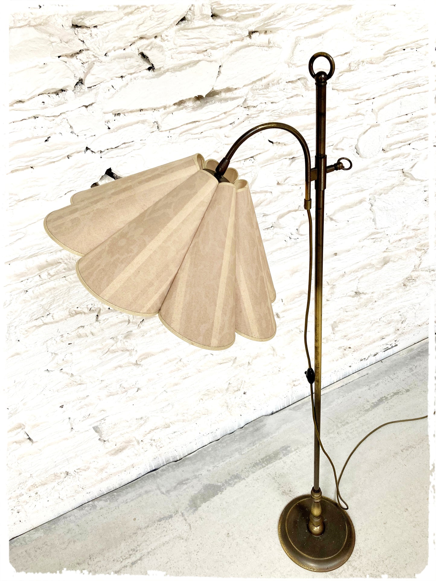 Lampadaire Liseuse Vintage Laiton Abat Jour Fleur