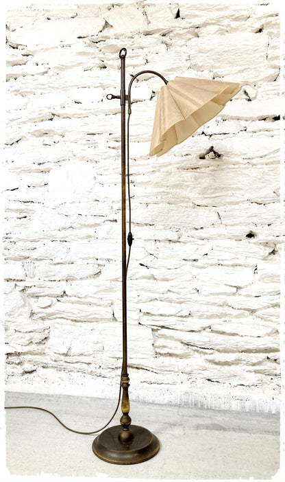 Lampadaire Liseuse Vintage Laiton Abat Jour Fleur