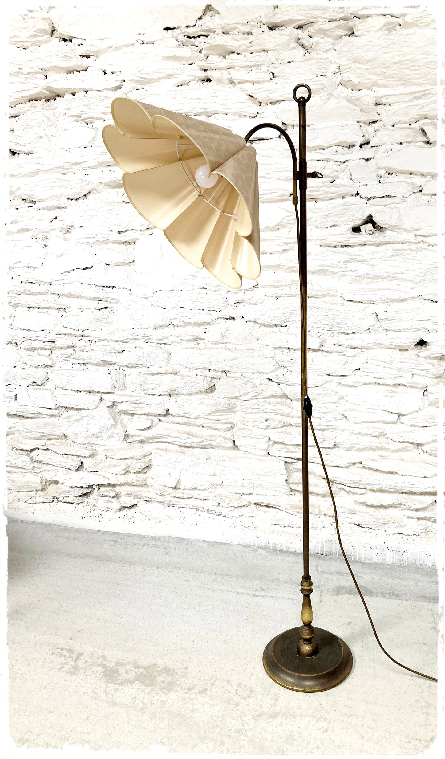 Lampadaire Liseuse Vintage Laiton Abat Jour Fleur