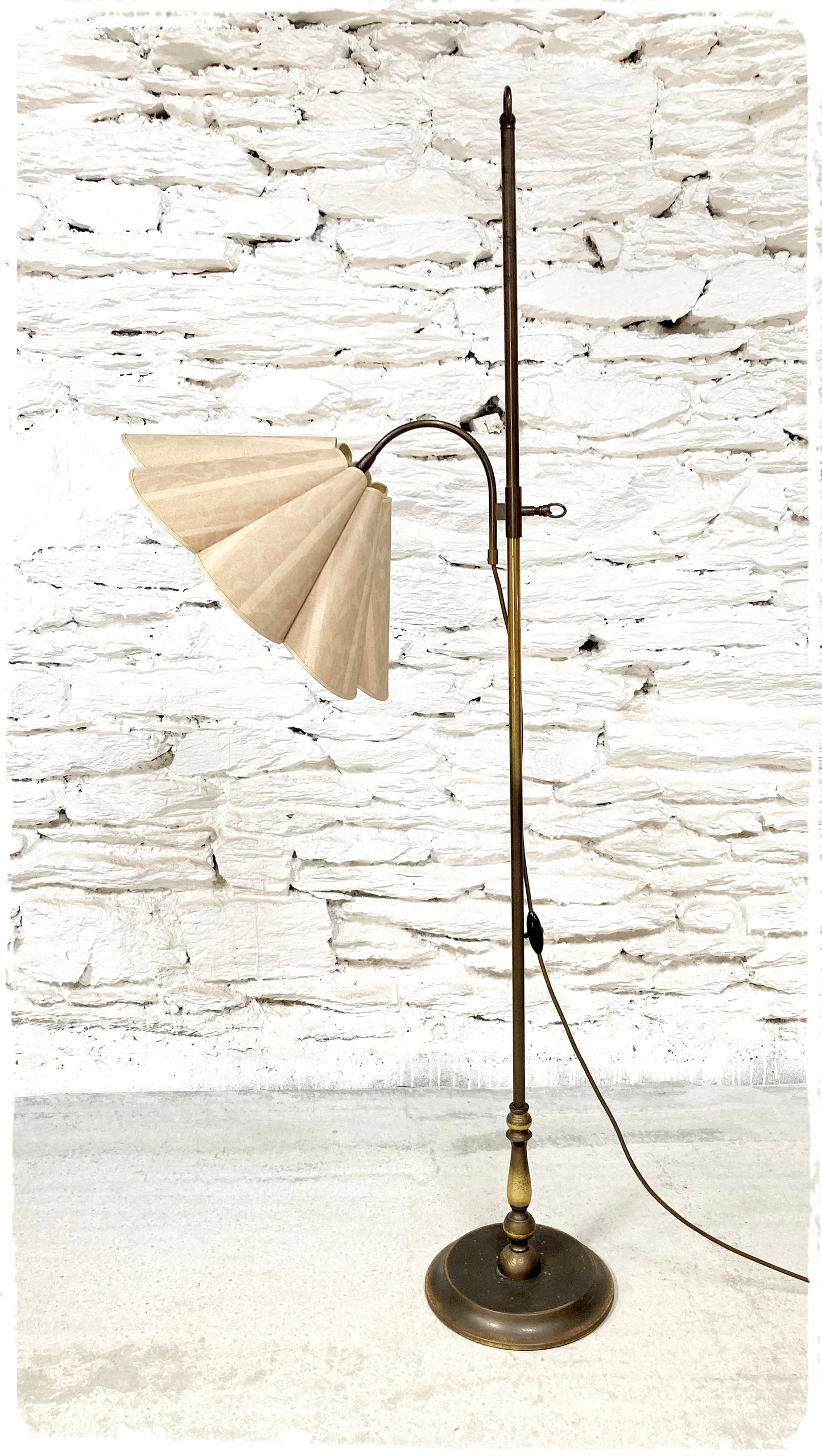 Lampadaire Liseuse Vintage Laiton Abat Jour Fleur