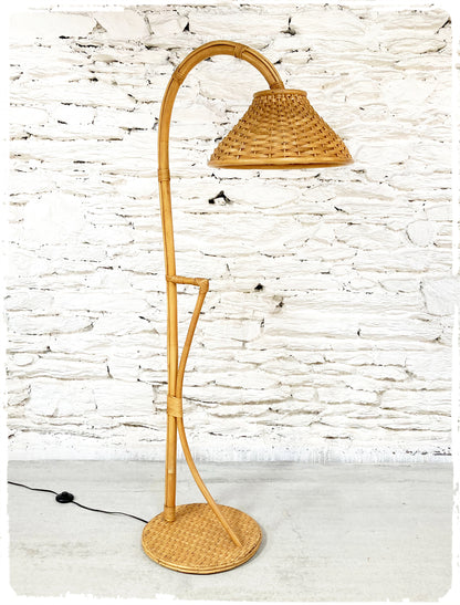 Lampadaire Vintage en Rotin