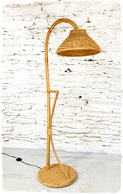 Lampadaire Vintage en Rotin