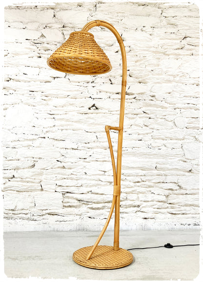 Lampadaire Vintage en Rotin