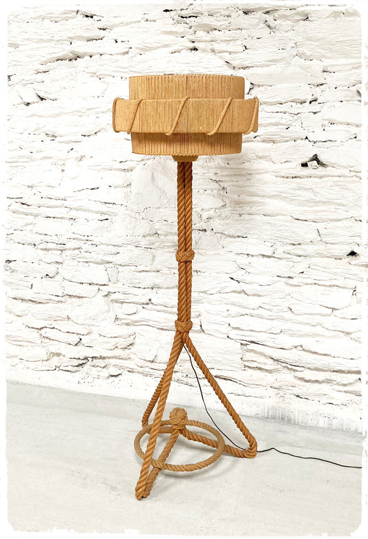 Lampadaire Vintage Tripode Audoux Minet en Corde
