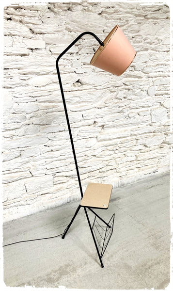 Liseuse Lampadaire Vintage Tripode avec Table d'Appoint