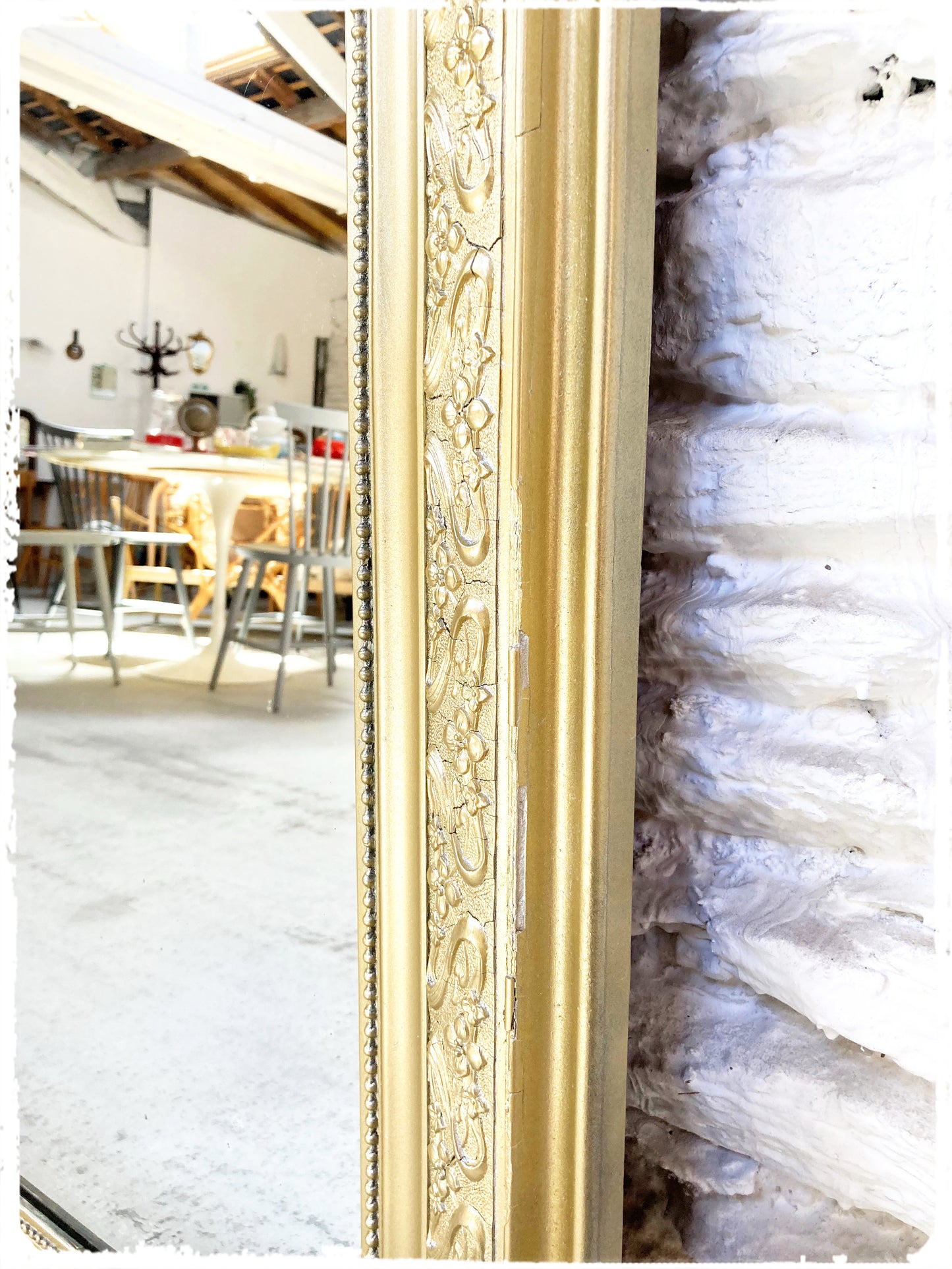 Grand Miroir Ancien Louis Philippe Perlé Doré à Fronton