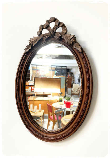 Miroir Ancien Vintage en Bois Décor Nœud et Ruban