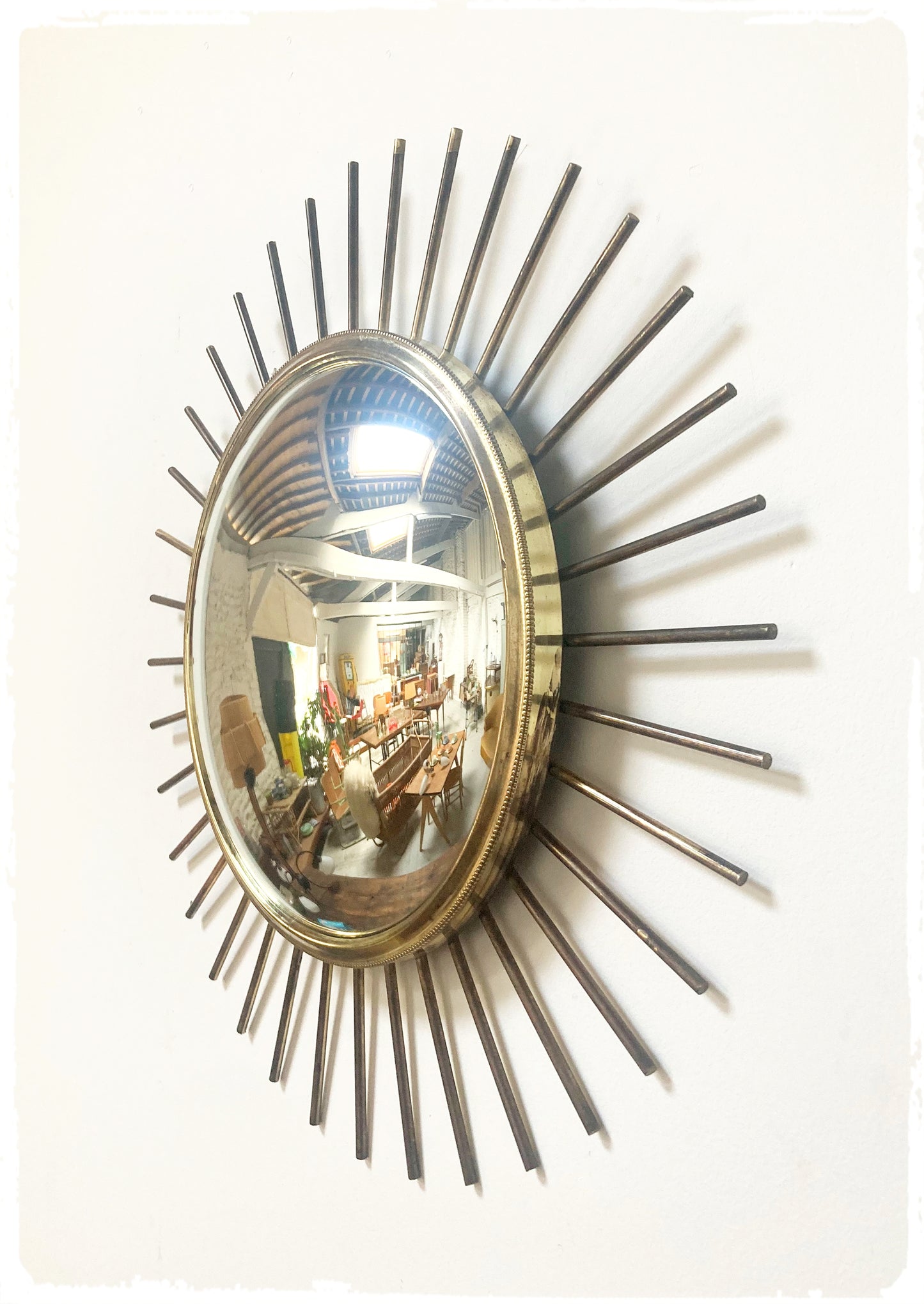 Miroir Soleil Sunburst Vintage Oeil de Sorciere Métal Doré