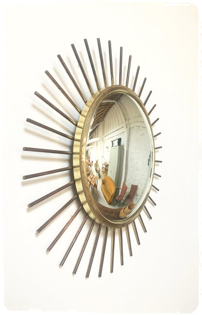 Miroir Soleil Sunburst Vintage Oeil de Sorciere Métal Doré
