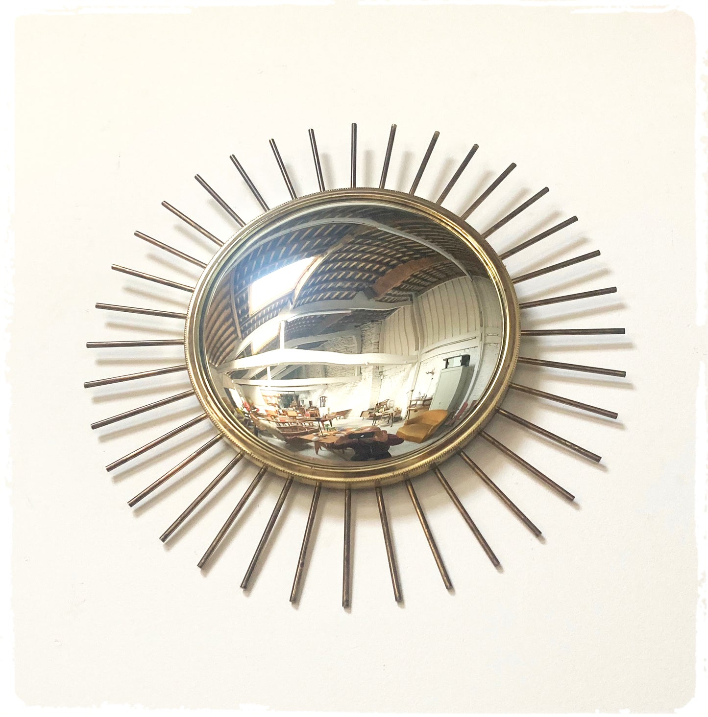 Miroir Soleil Sunburst Vintage Oeil de Sorciere Métal Doré