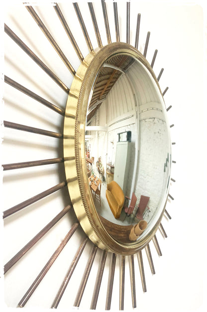 Miroir Soleil Sunburst Vintage Oeil de Sorciere Métal Doré