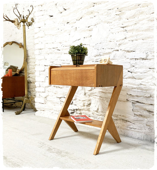 Meuble d'Appoint Rangement Vintage Pieds Compas Reconstruction