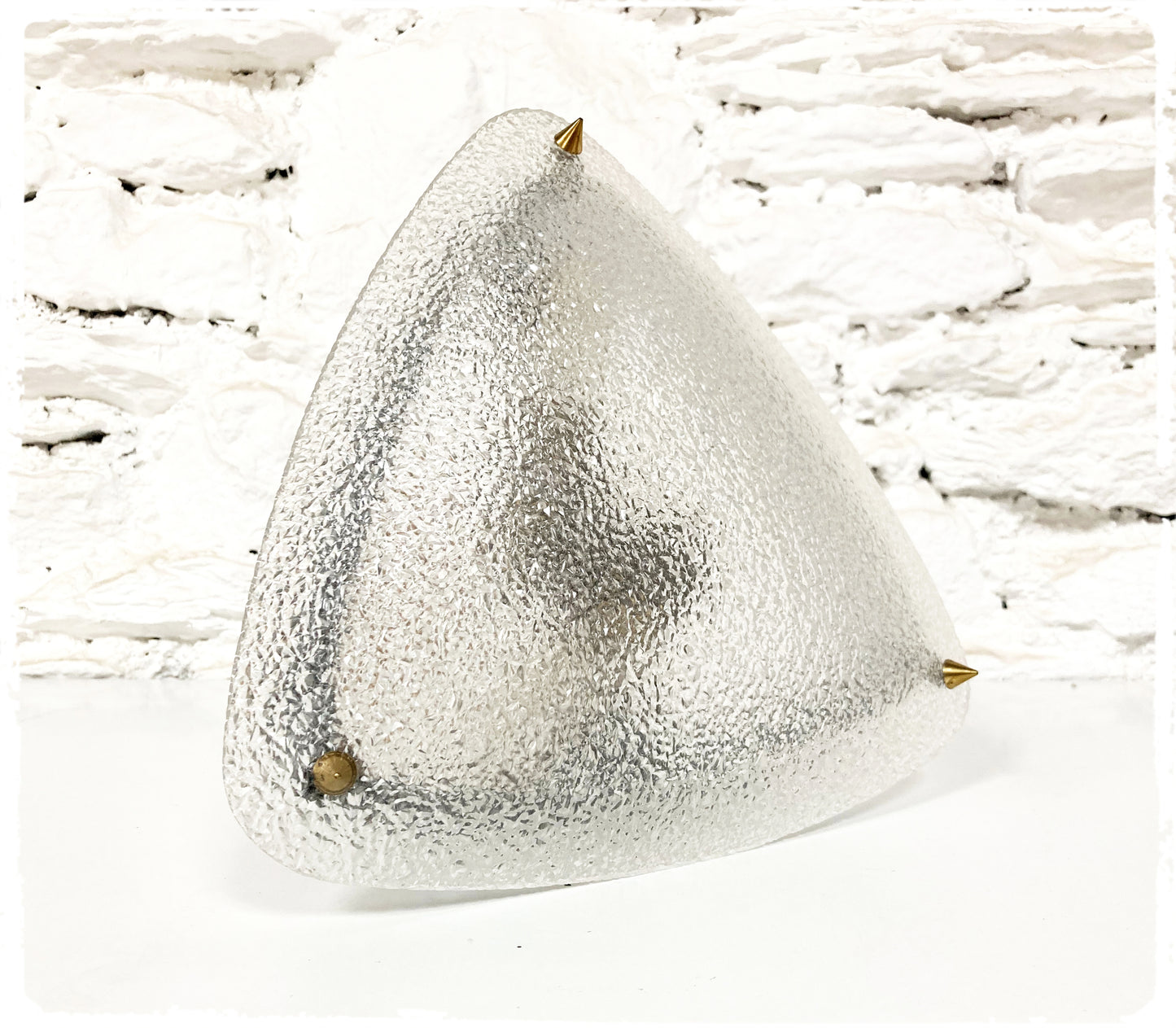Suspension Lustre Vintage Laiton, Métal Ajouré et Perspex Granité