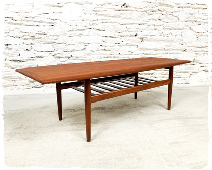 Grande Table Basse Vintage Scandinave en Teck Grete Jalk Glostrup Mobelfabrik
