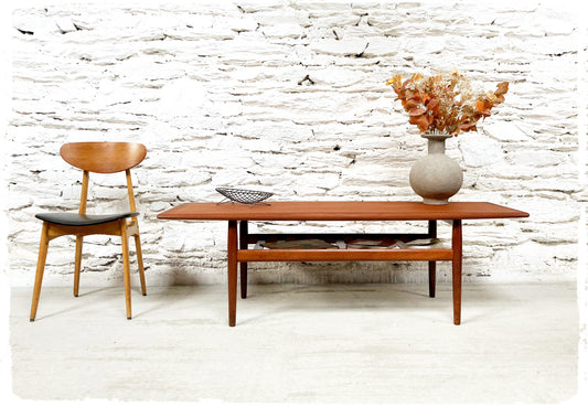 Grande Table Basse Vintage Scandinave en Teck Grete Jalk Glostrup Mobelfabrik