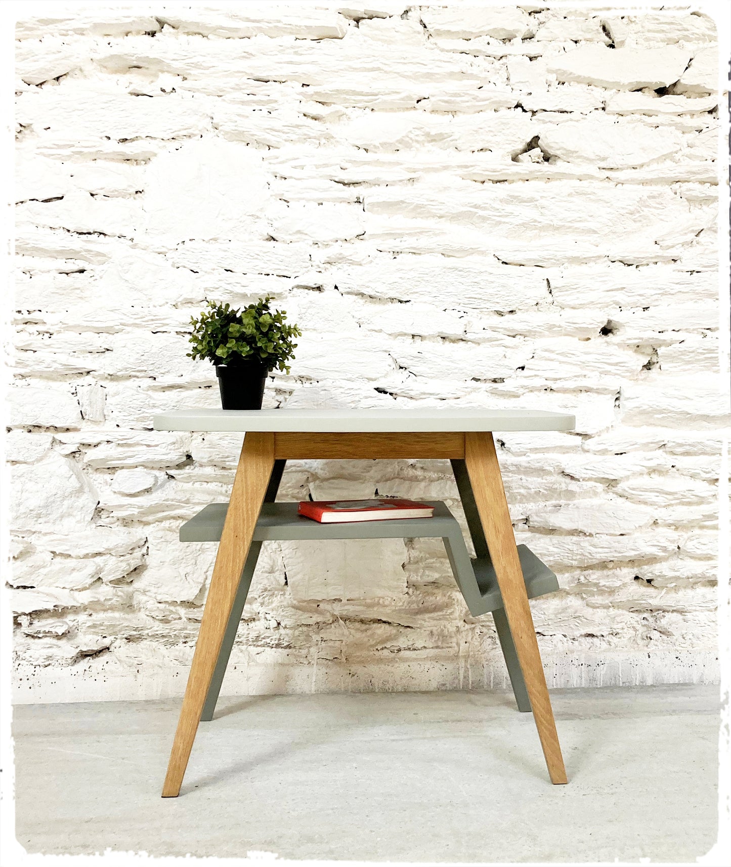 Table d'Appoint Bout de Canapé Vintage Pieds Compas