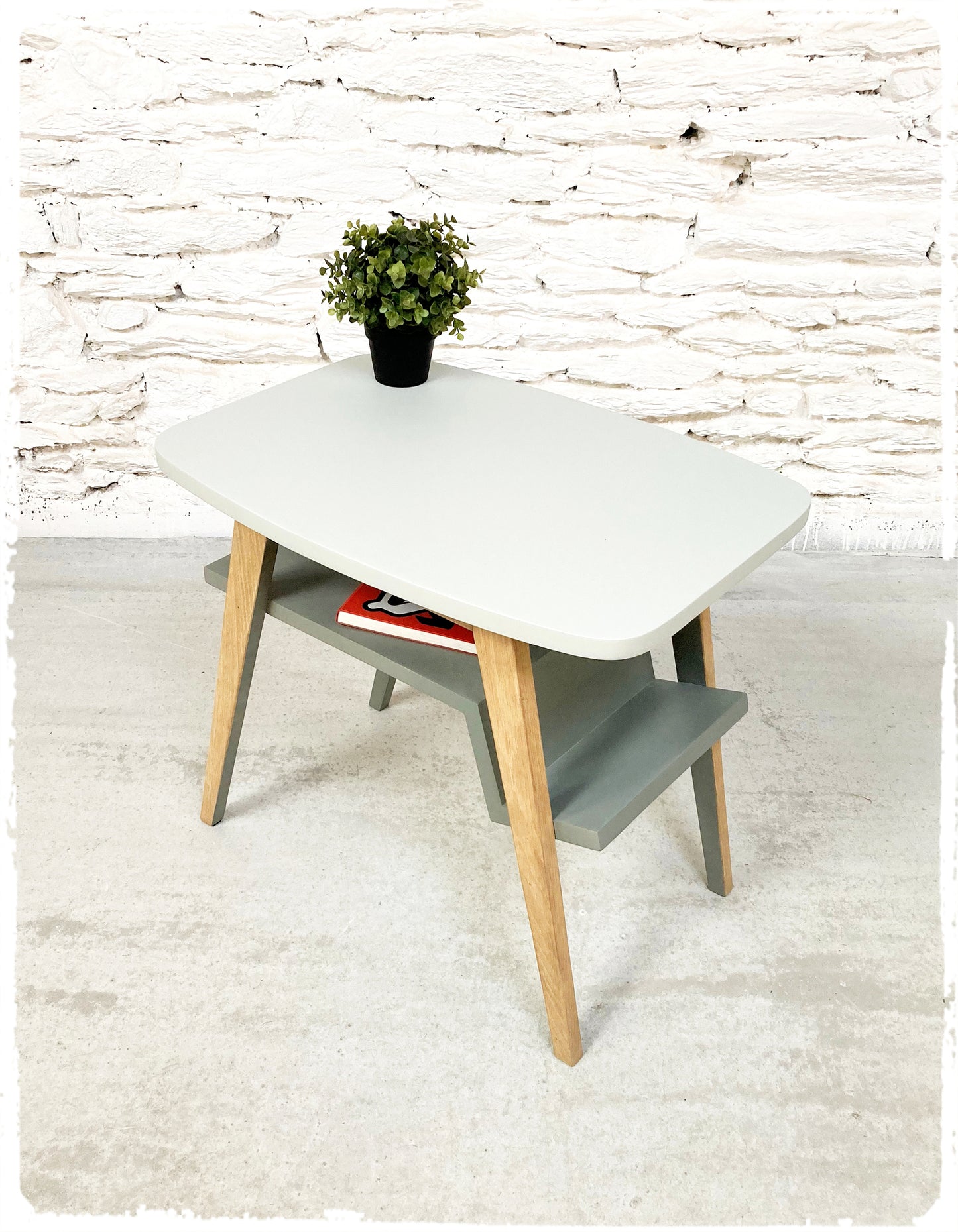 Table d'Appoint Bout de Canapé Vintage Pieds Compas