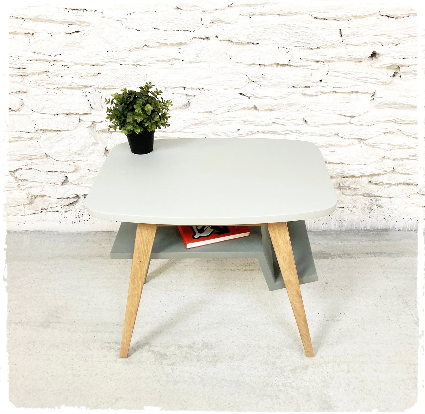 Table d'Appoint Bout de Canapé Vintage Pieds Compas