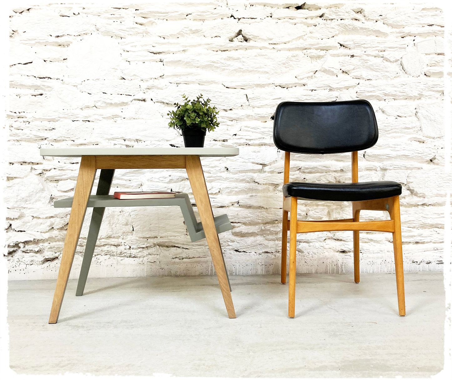 Table d'Appoint Bout de Canapé Vintage Pieds Compas