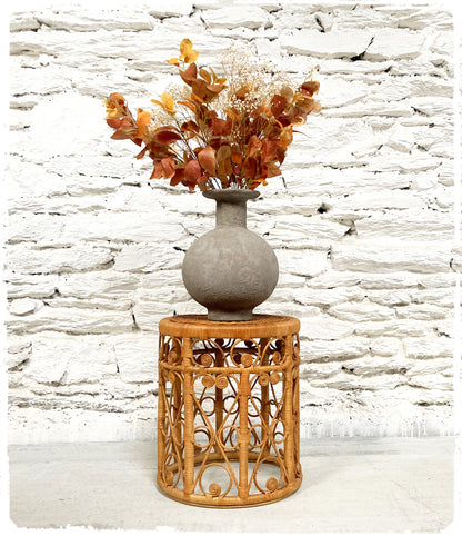 Tabouret Porte Plantes Vintage Peacock en Rotin
